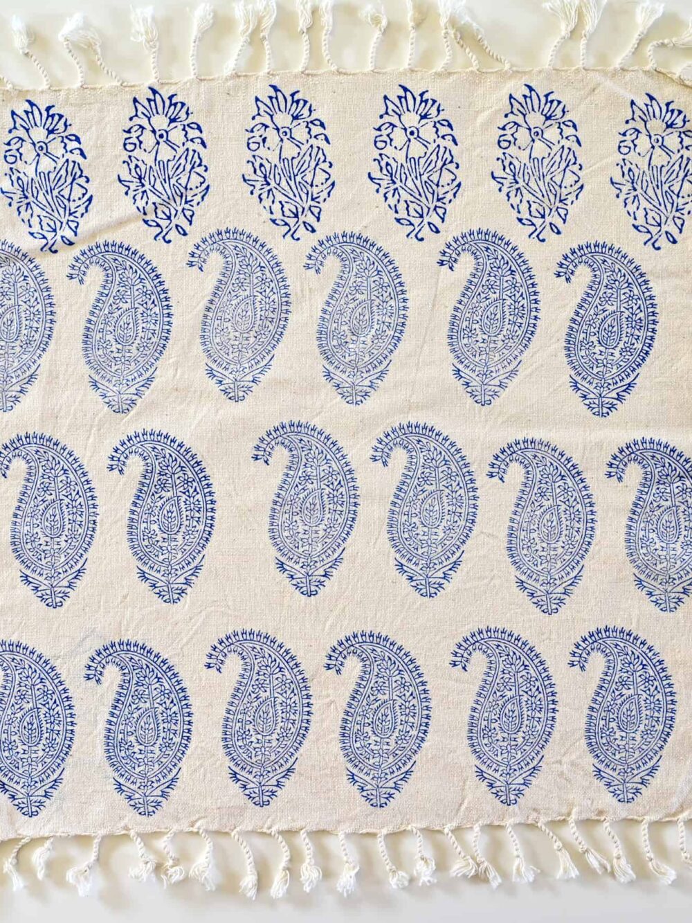 Blue Block-Printed Tablecloth: Handcrafted