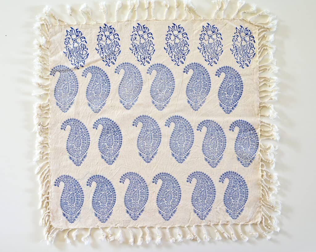 Blue Block-Printed Tablecloth: Handcrafted