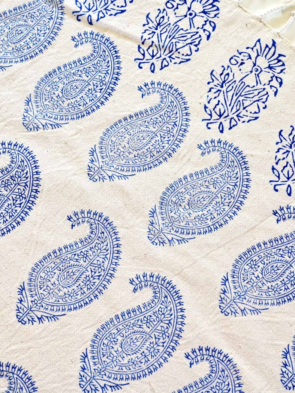 Blue Block-Printed Tablecloth: Handcrafted