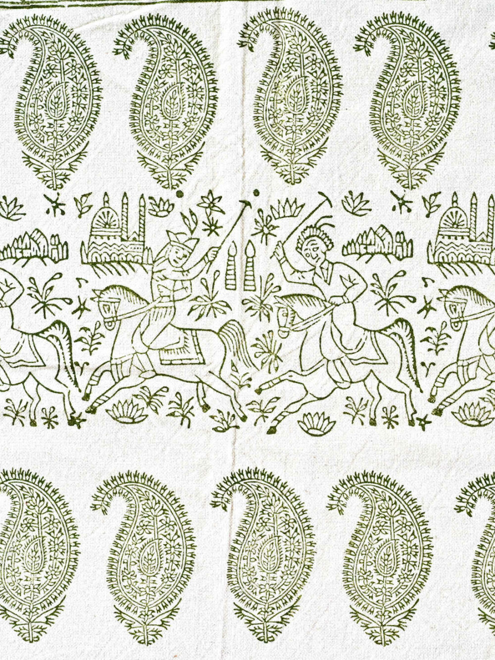 Green Block-Printed Tablecloth: Handcrafted