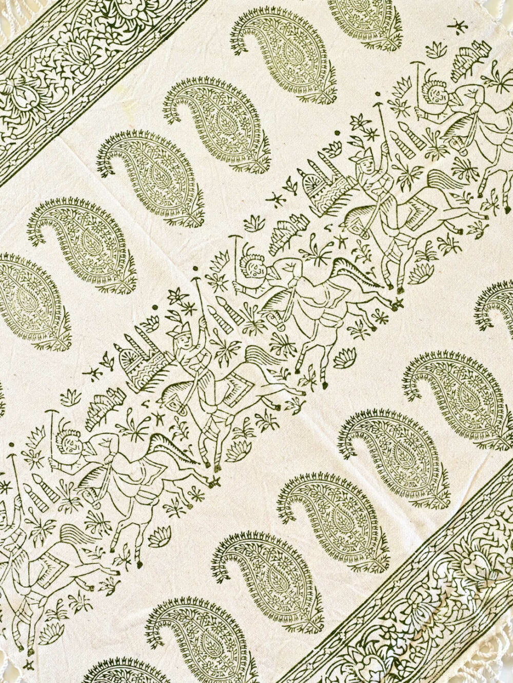 Verdant Block-Printed Tablecloth - Handcrafted