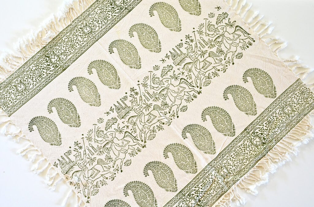 Verdant Block-Printed Tablecloth - Handcrafted