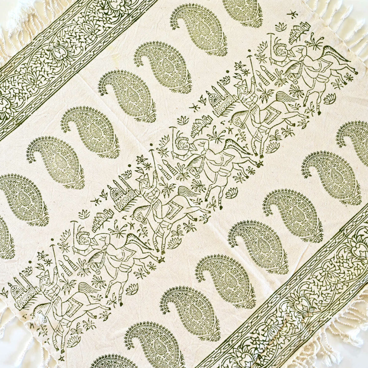 Verdant Block-Printed Tablecloth - Handcrafted