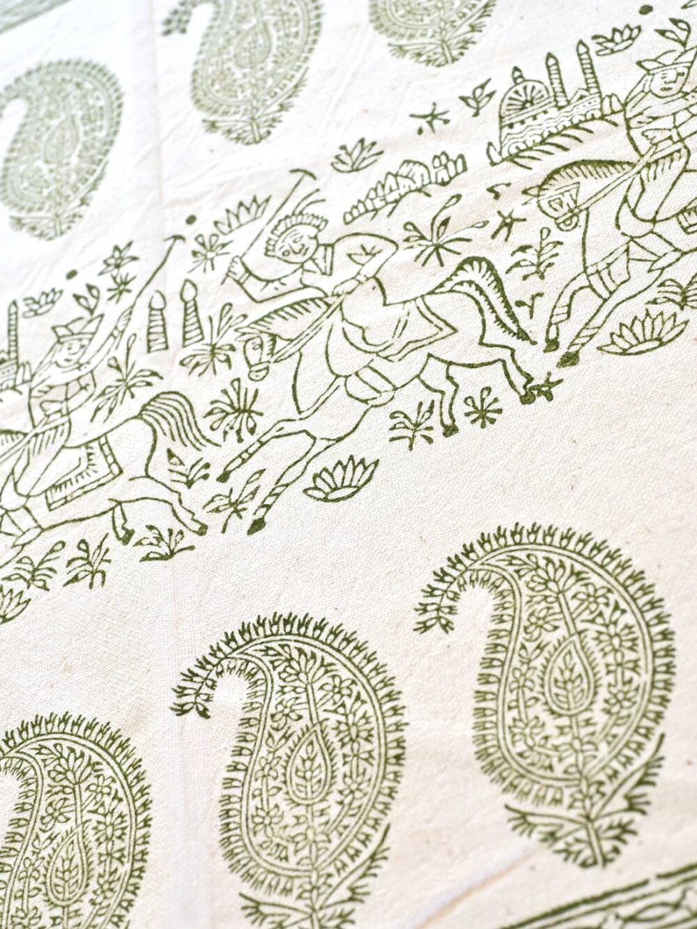 Verdant Block-Printed Tablecloth - Handcrafted