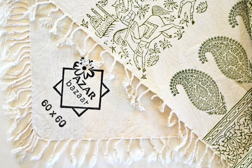 Verdant Block-Printed Tablecloth - Handcrafted