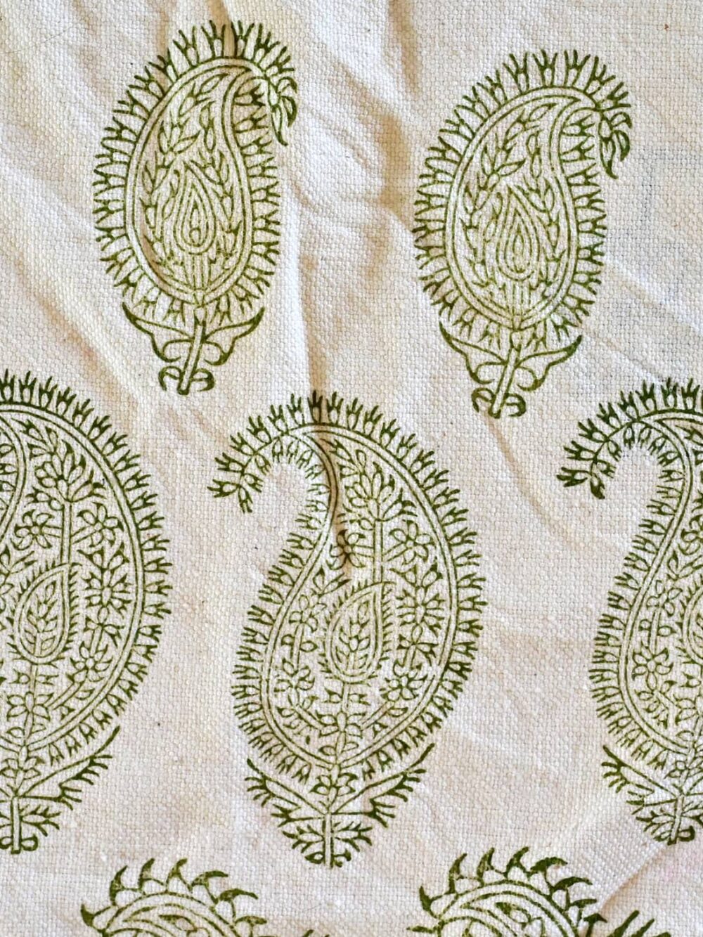 Green Paisley Handblocked Tablecloth
