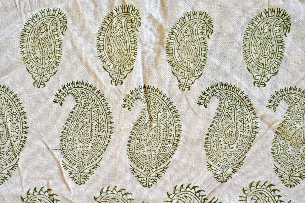 Green Paisley Handblocked Tablecloth
