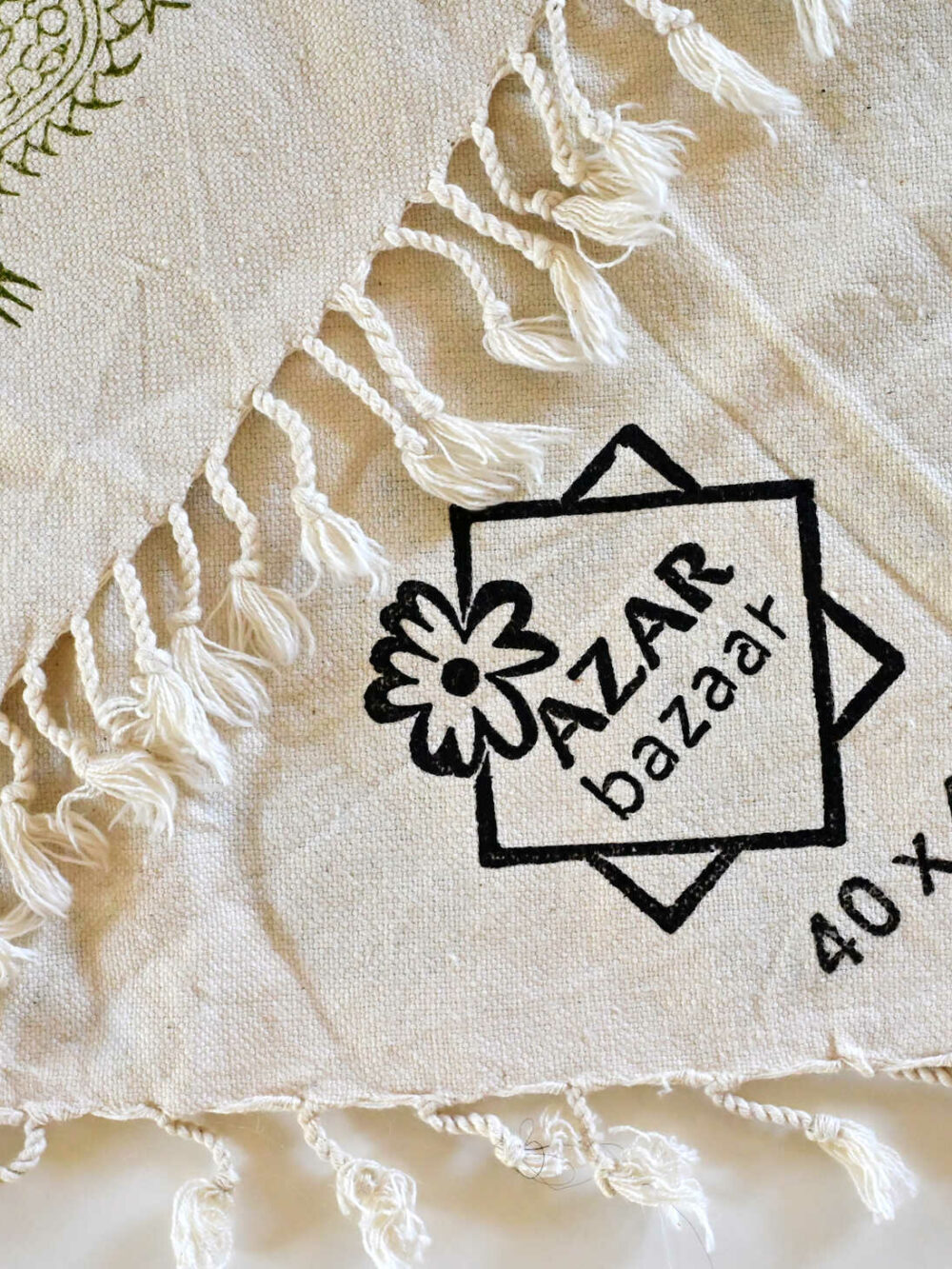 Green Paisley Handblocked Tablecloth