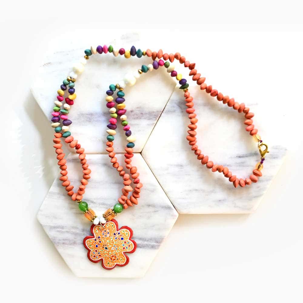 Orange Flower Mahlab Necklace