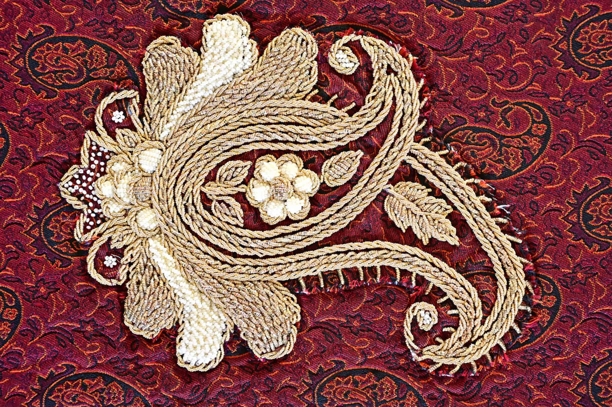 Red Runner With Zardozi Embroidery | 83×42 cm - Azar Bazaar - Art ...