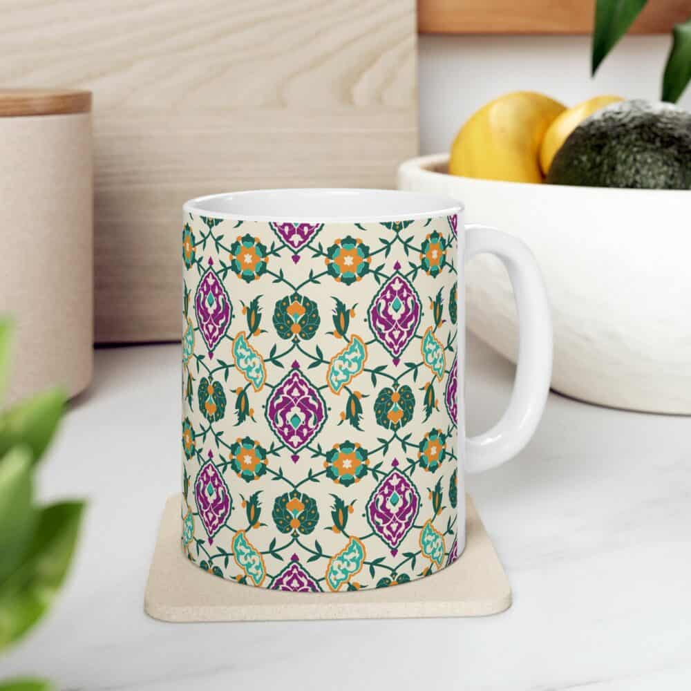 Beige and Green Mug