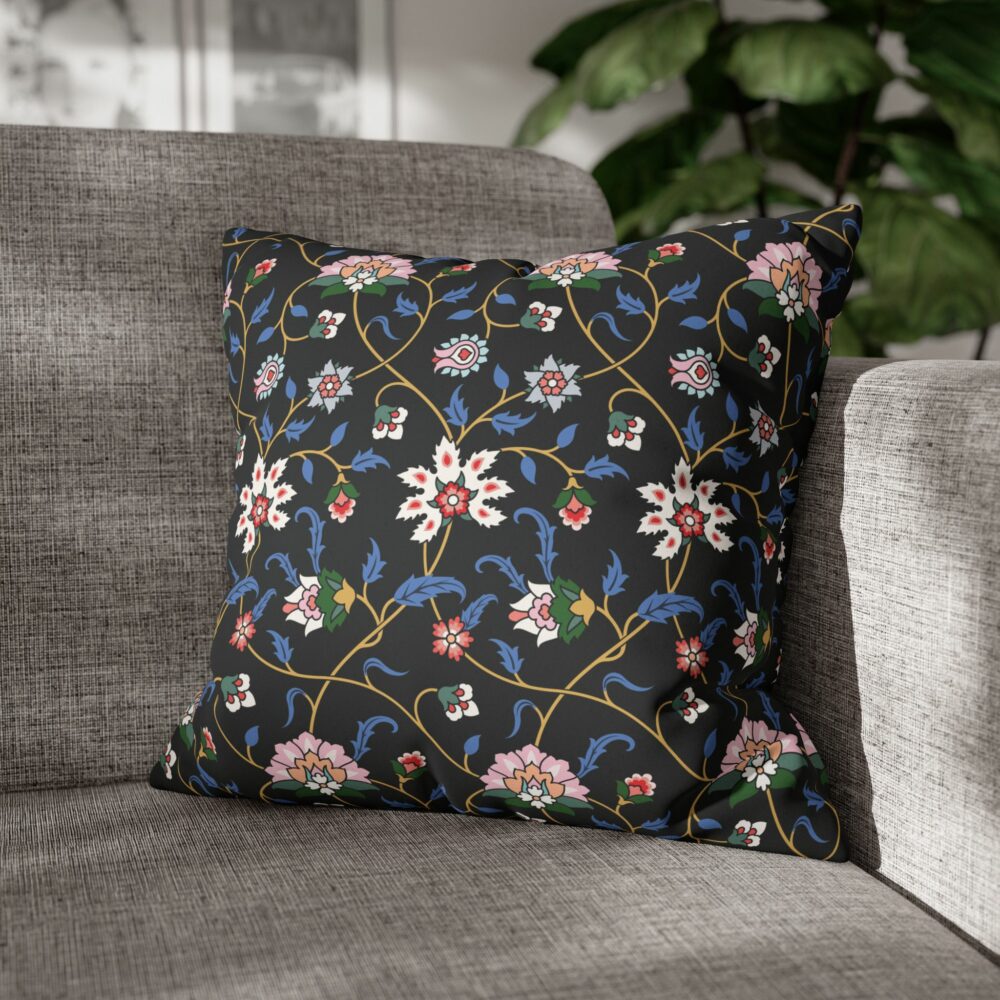 Black Floral Design Cushion-Cover