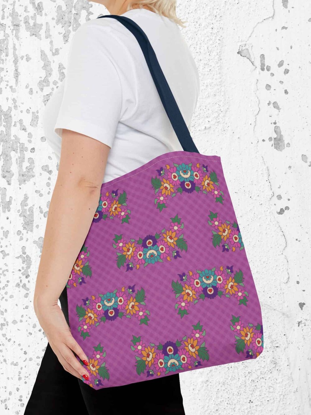 Tote Bag with Purple Garden Design