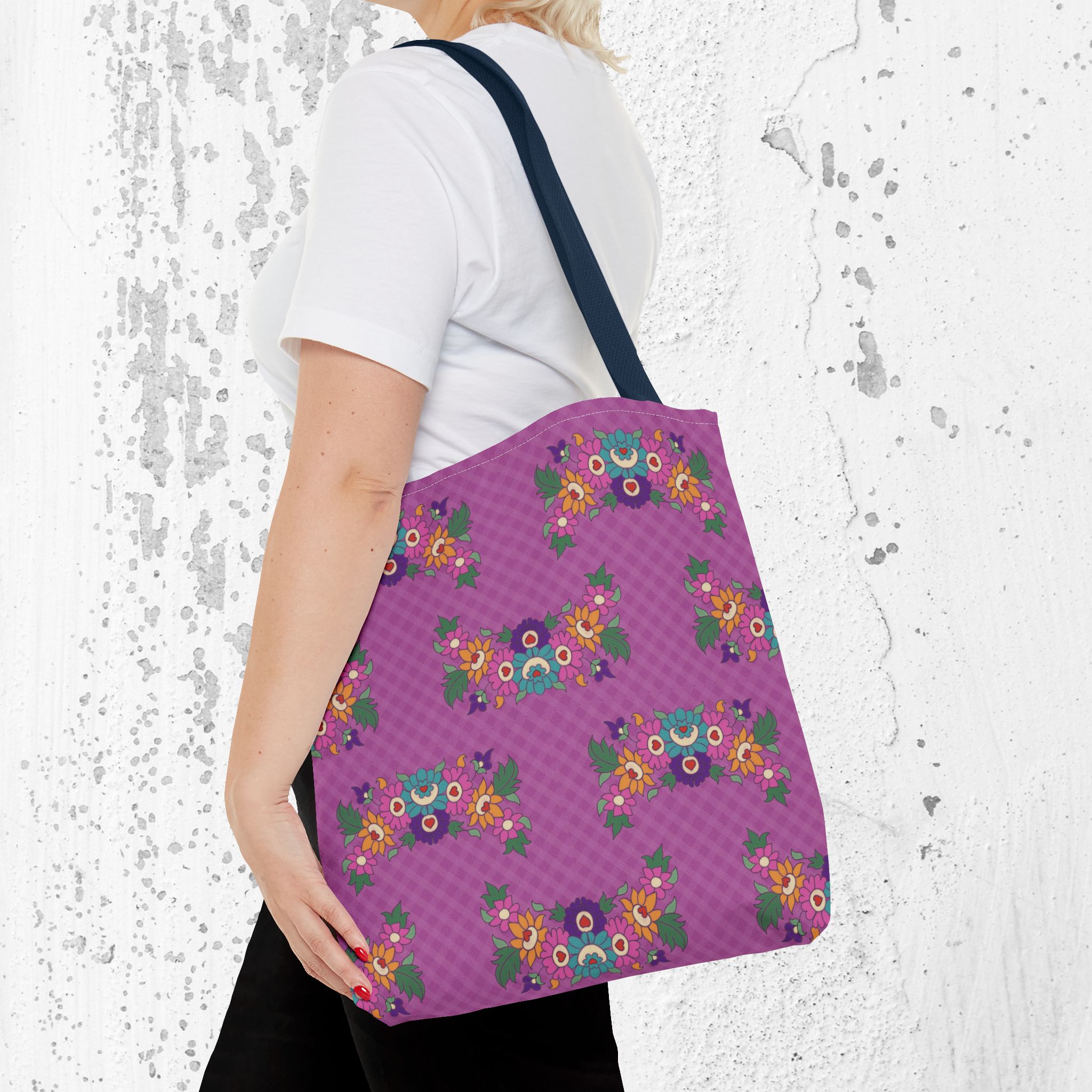 Tote Bag with Purple Garden Design