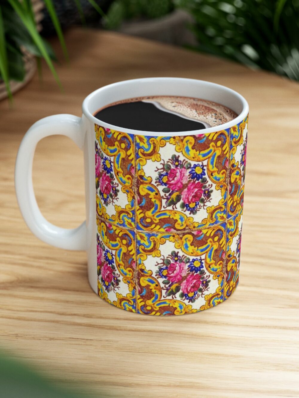 Floral Tile Design Mug