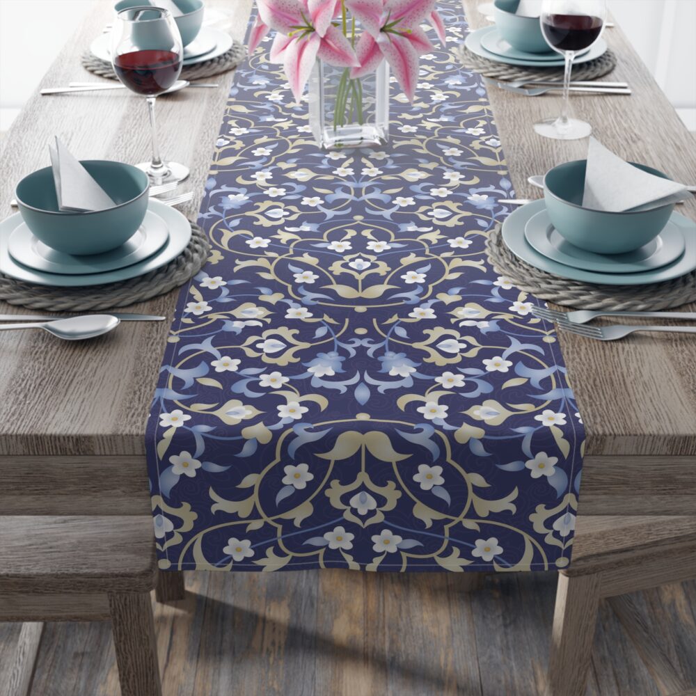 Table Runner (Cotton) - Navy Persian Floral