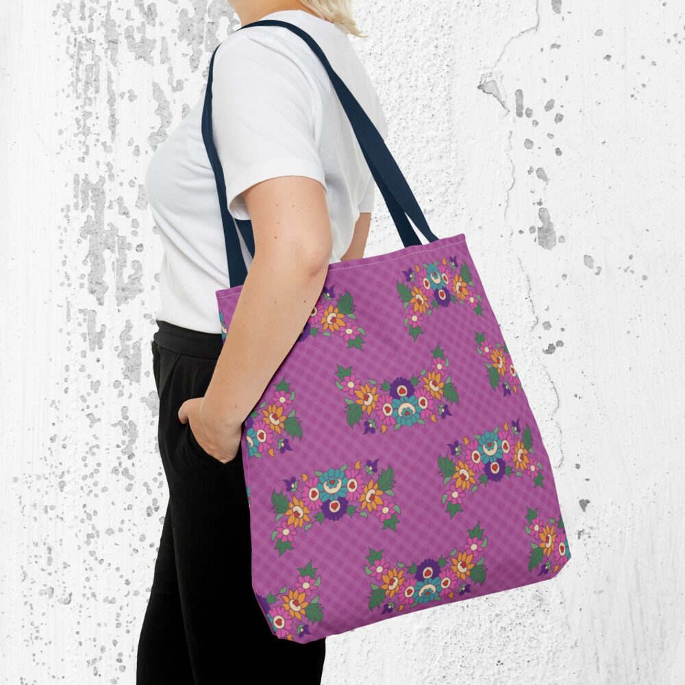 Tote Bag with Purple Garden Design