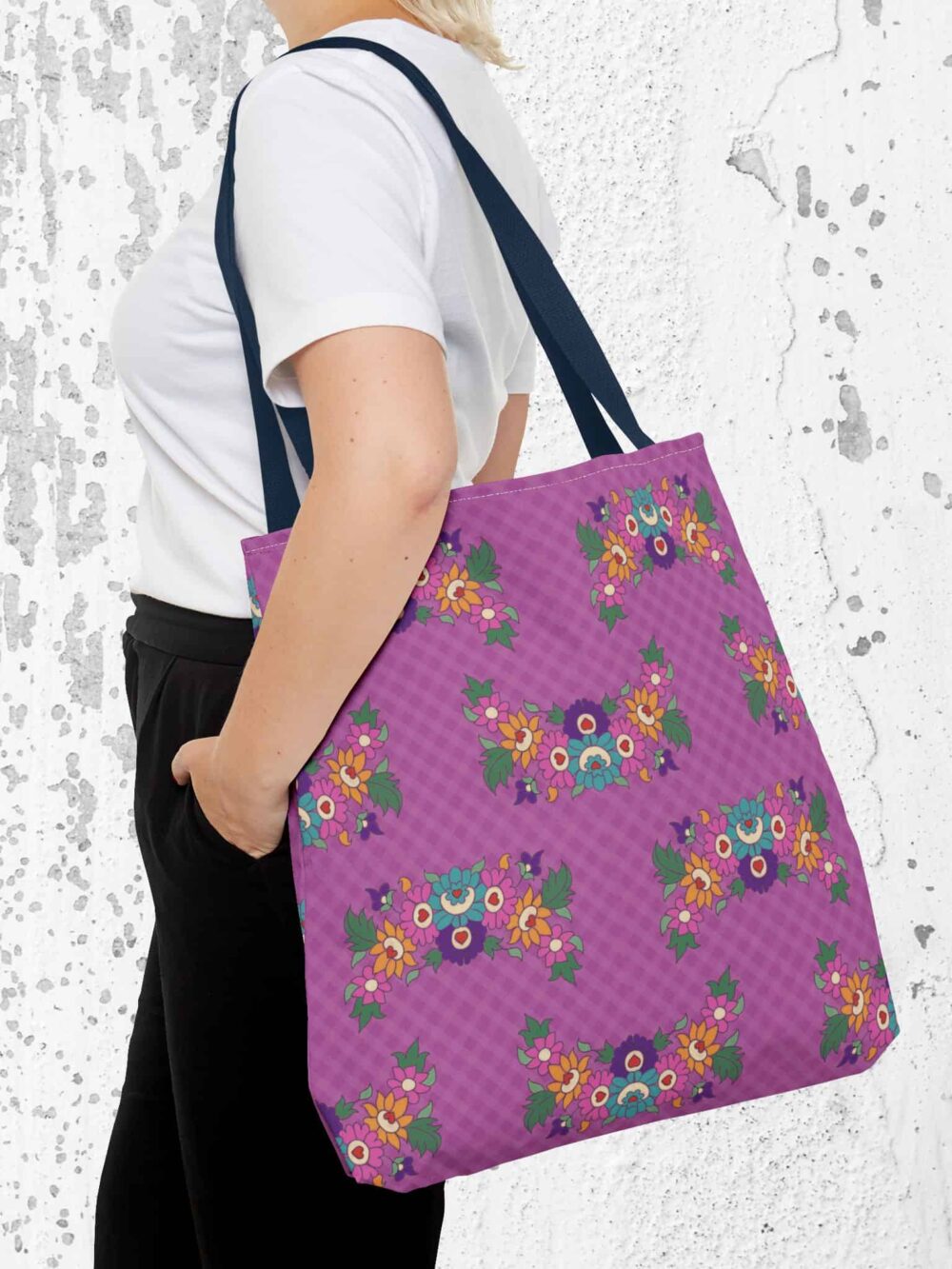 Tote Bag with Purple Garden Design