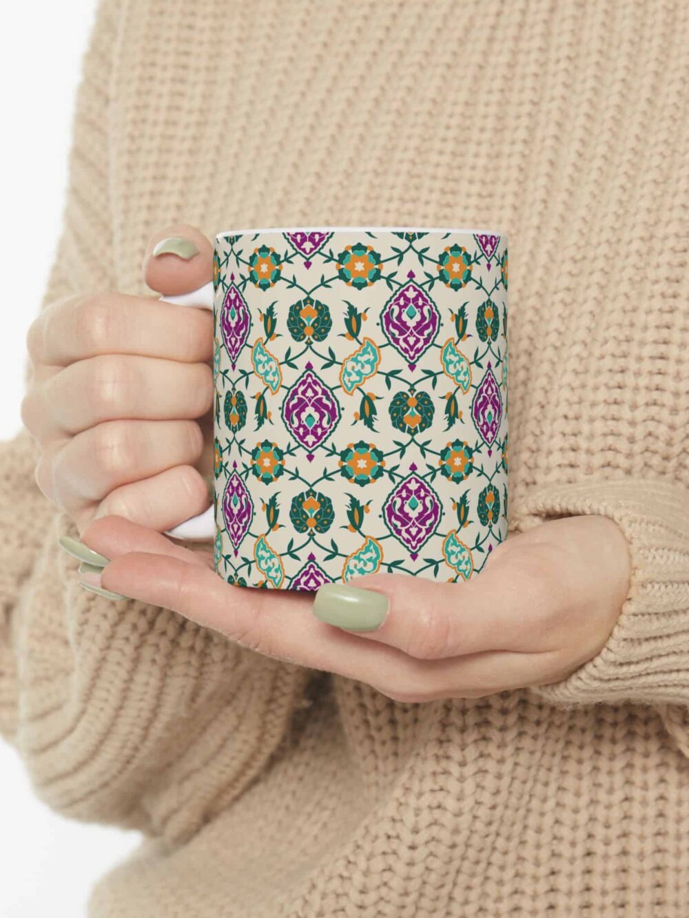 Beige and Green Mug