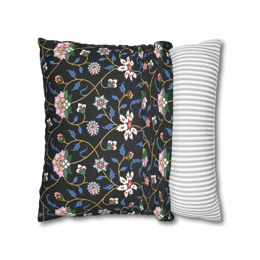 Black Floral Design Cushion-Cover