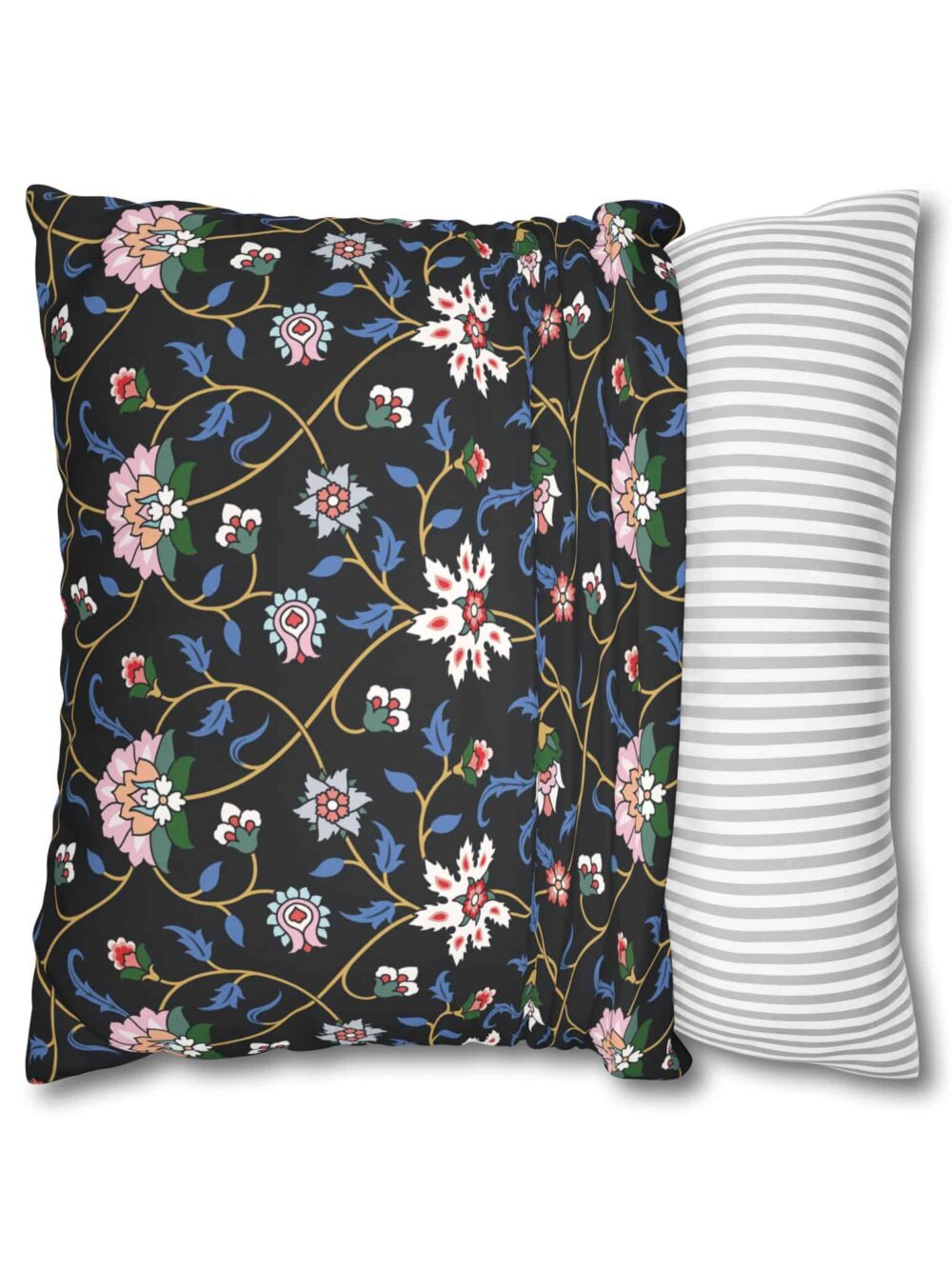Black Floral Design Cushion-Cover