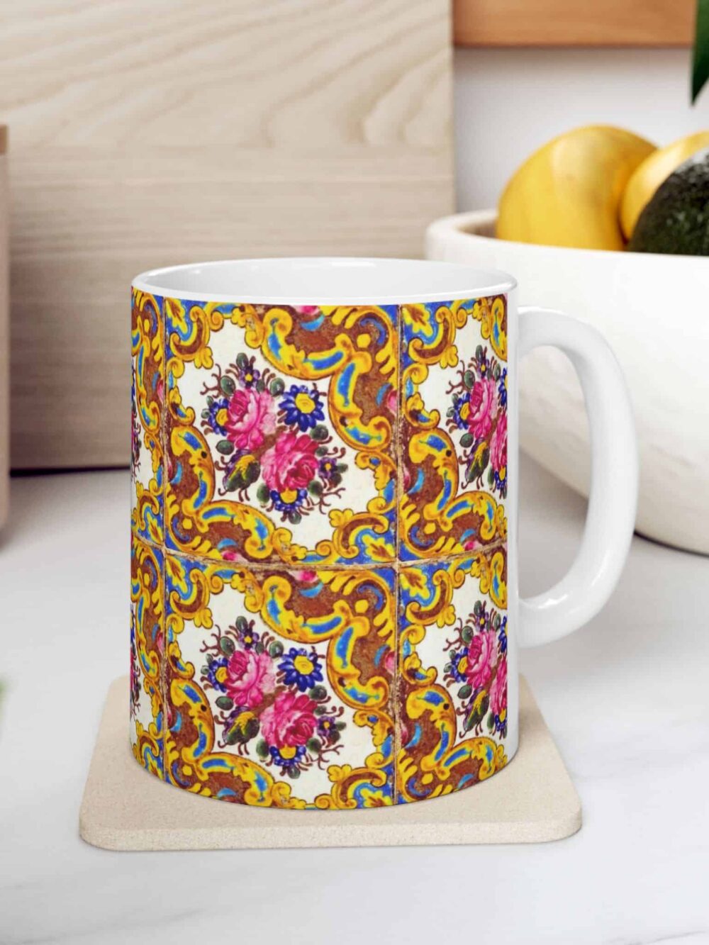 Floral Tile Design Mug