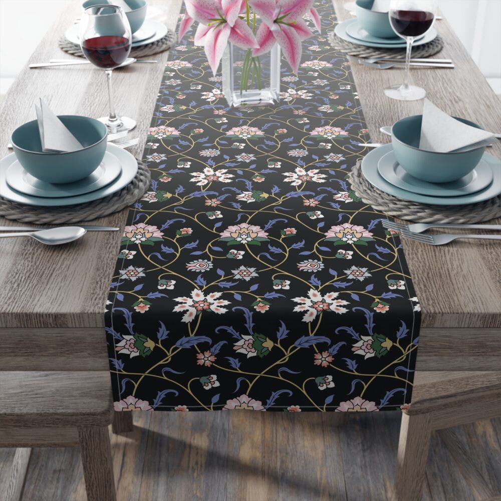 Black Floral Design Runner