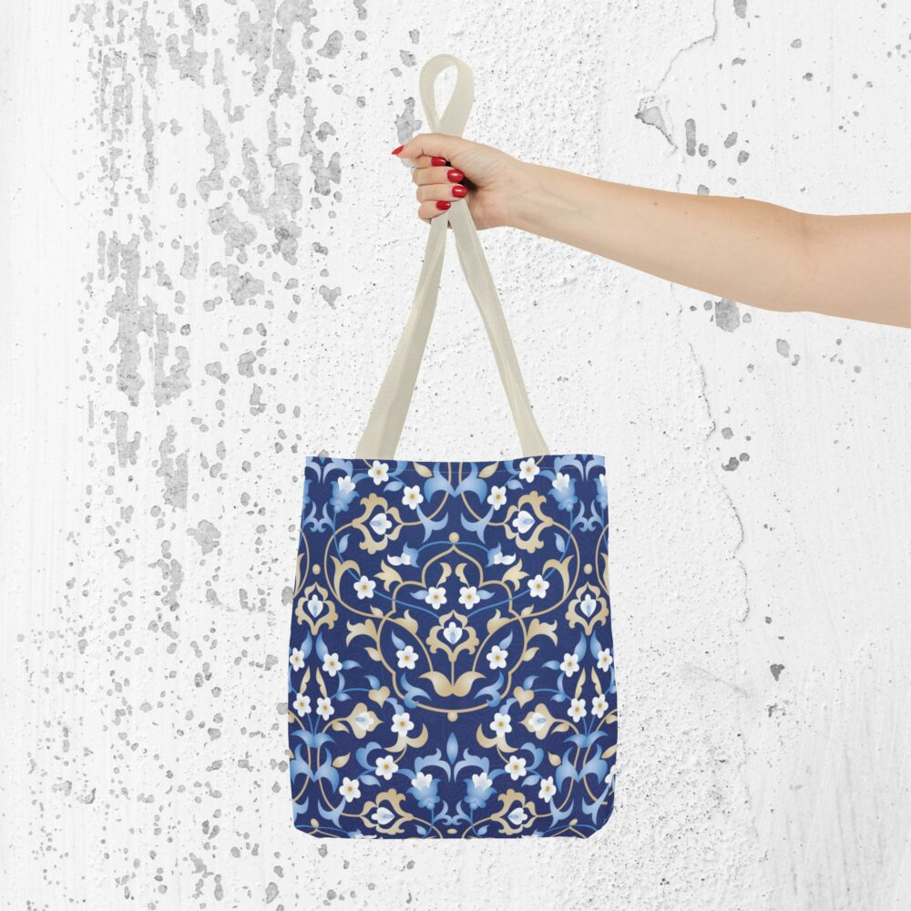 Navy Persian Floral Tote Bag