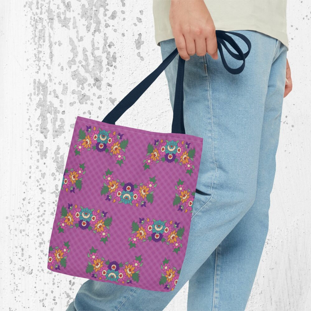 Tote Bag with Purple Garden Design