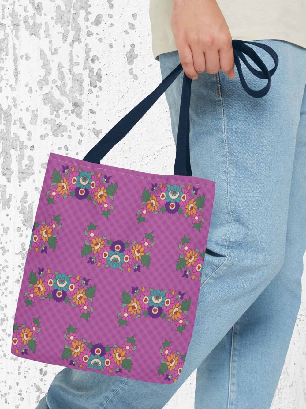 Tote Bag with Purple Garden Design