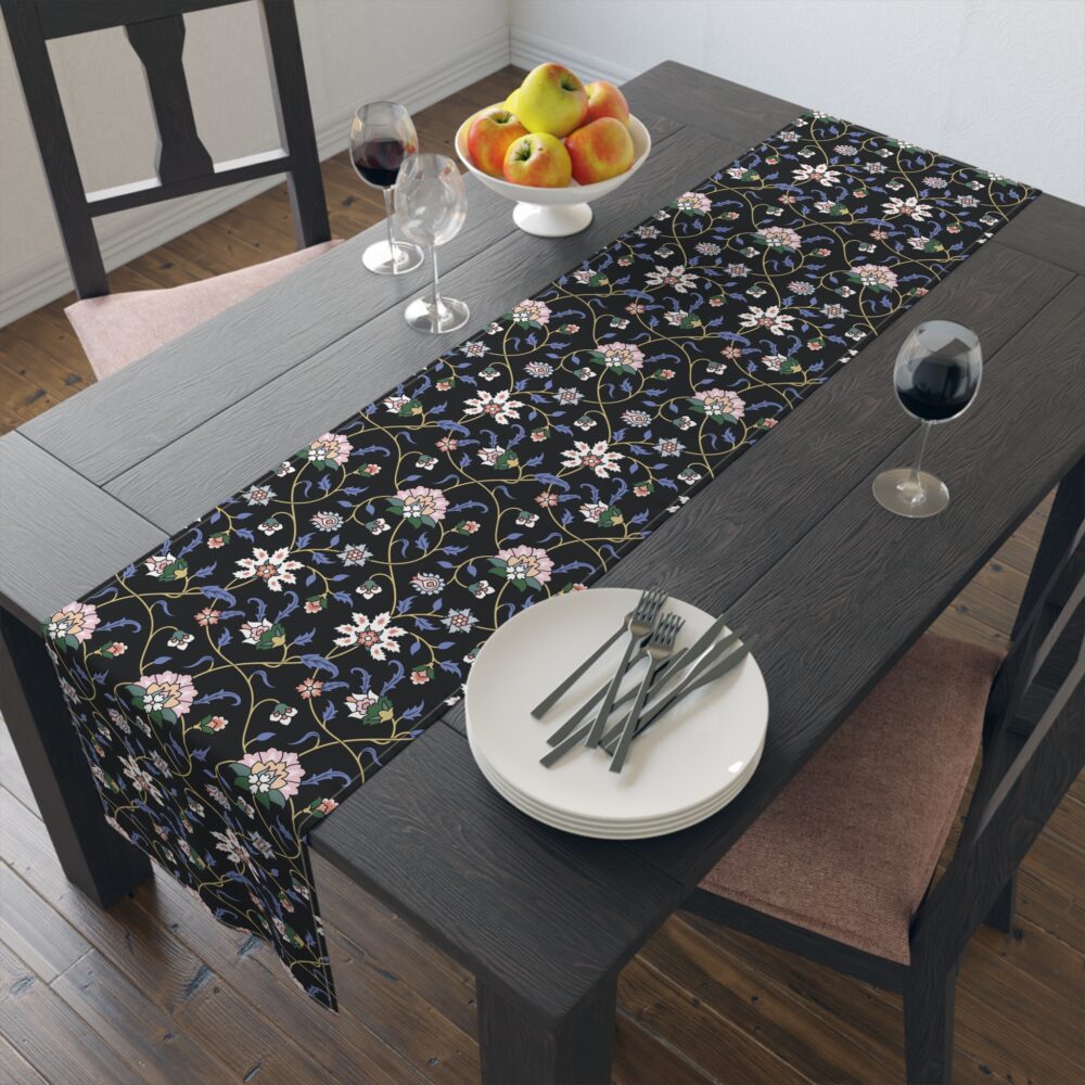 Black Floral Design Runner