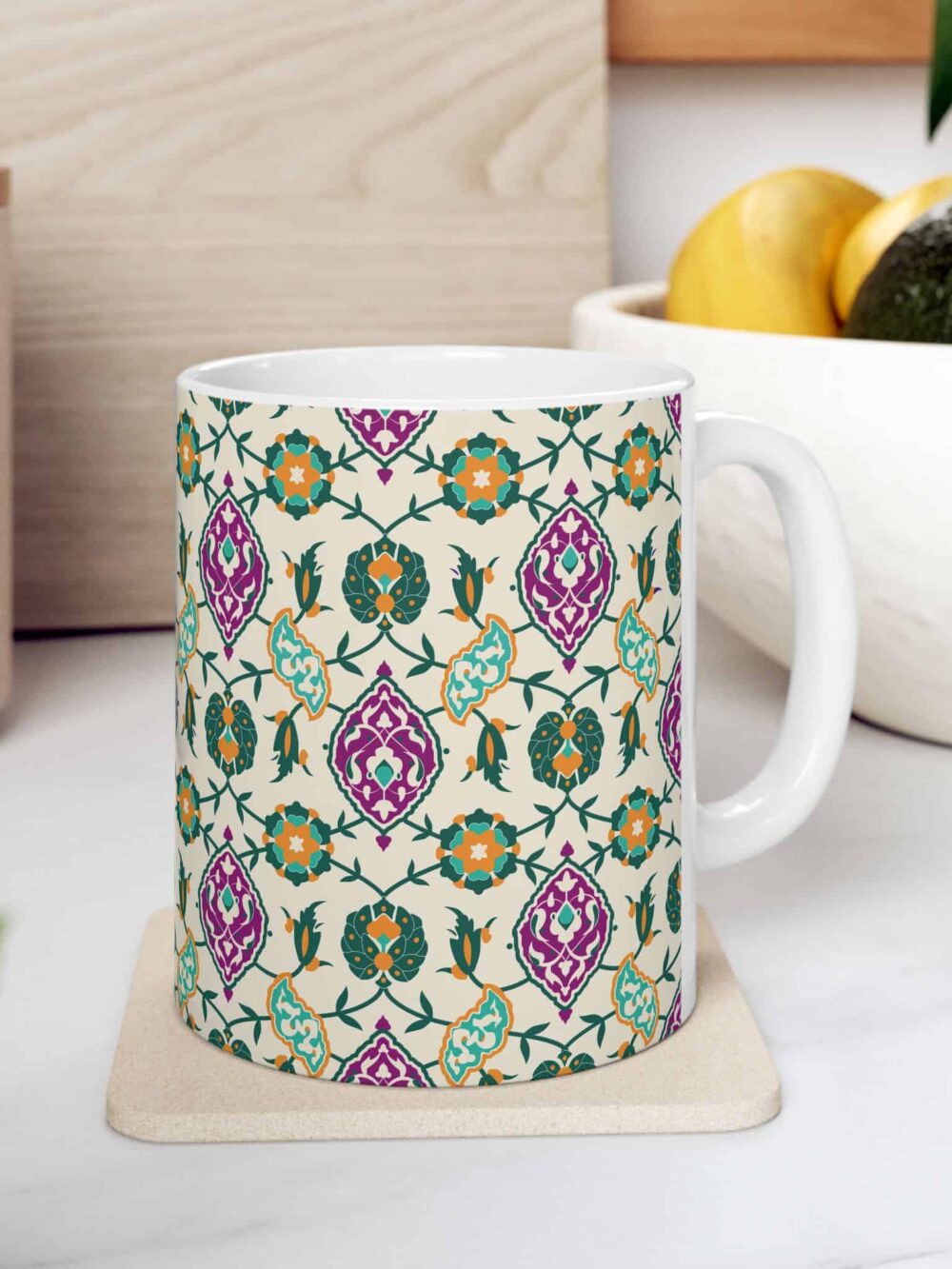 Beige and Green Mug