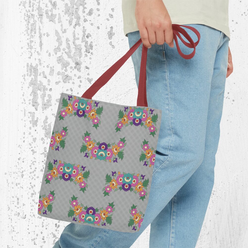 Tote Bag with Gray Garden Design