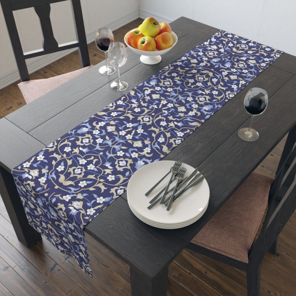 Table Runner (Cotton) - Navy Persian Floral