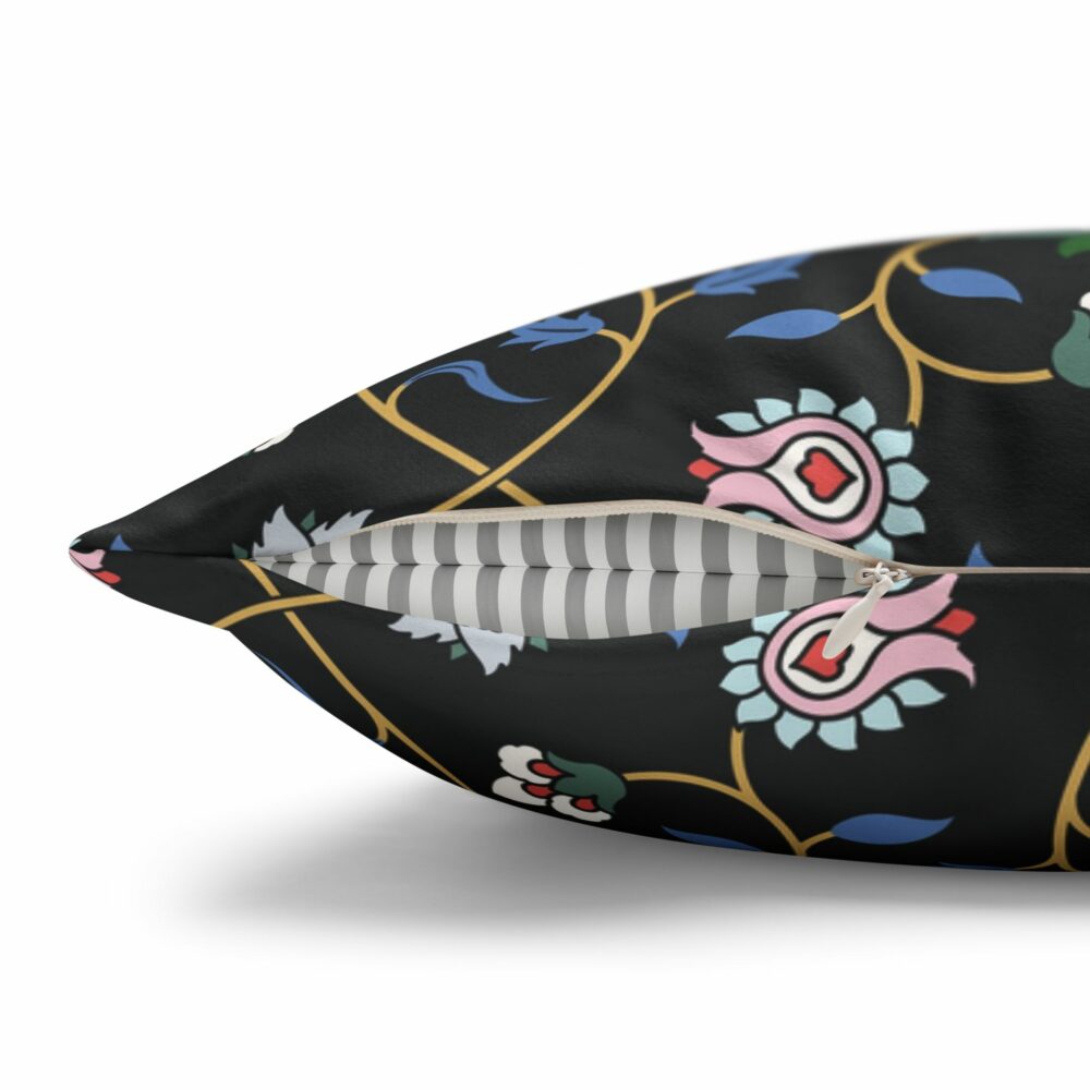 Black Floral Design Cushion-Cover