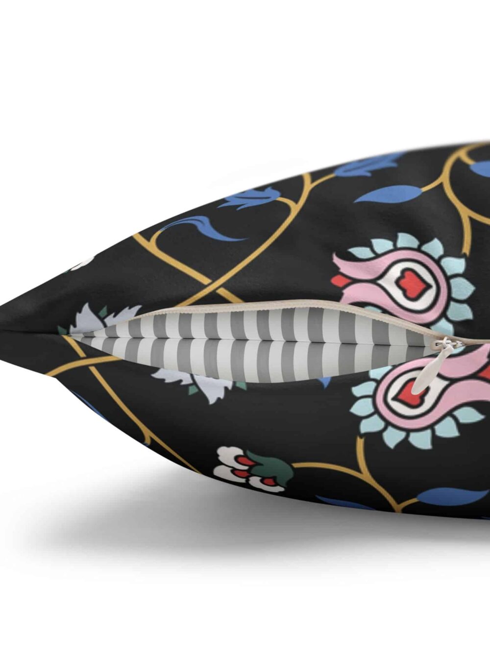 Black Floral Design Cushion-Cover
