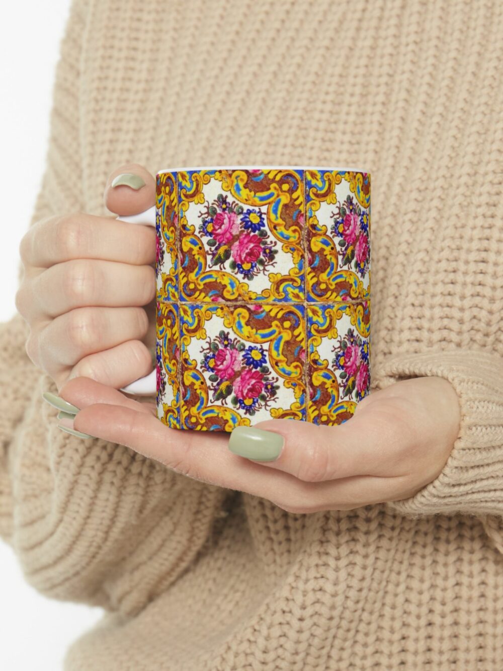 Floral Tile Design Mug