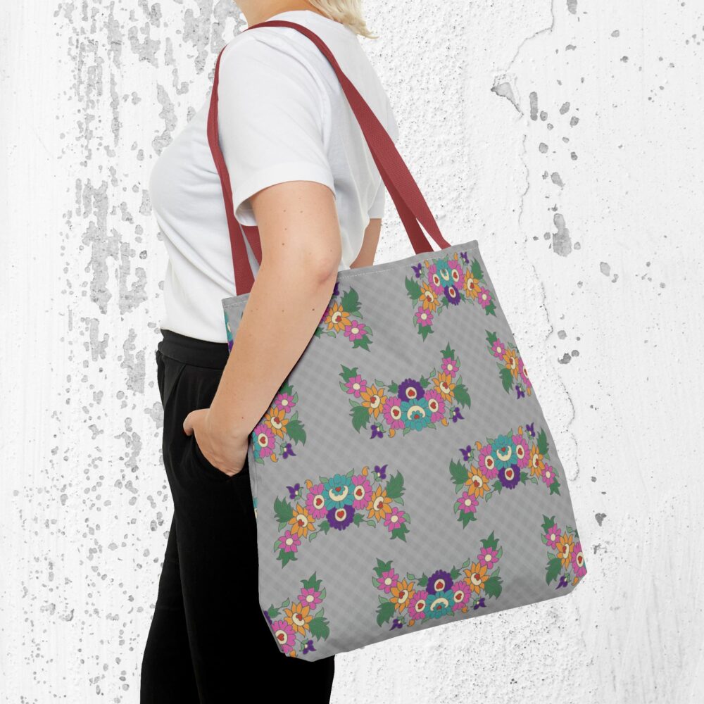 Tote Bag with Gray Garden Design