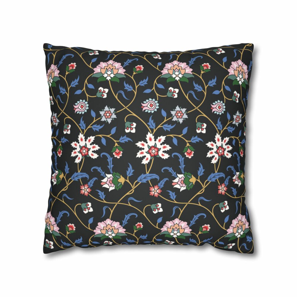 Black Floral Design Cushion-Cover