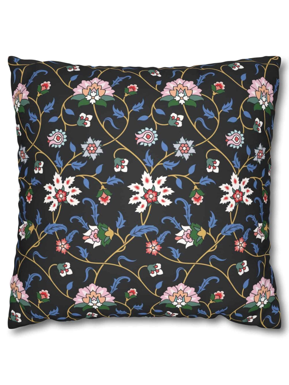 Black Floral Design Cushion-Cover