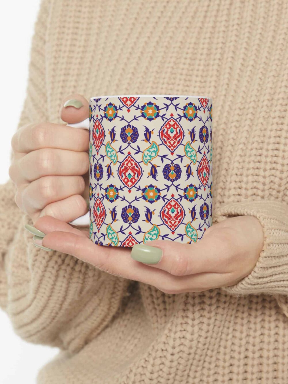 Beige and Navy Mug