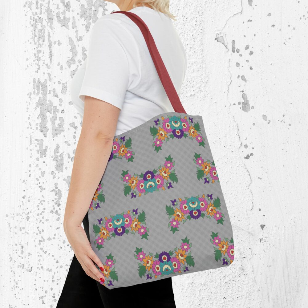 Tote Bag with Gray Garden Design