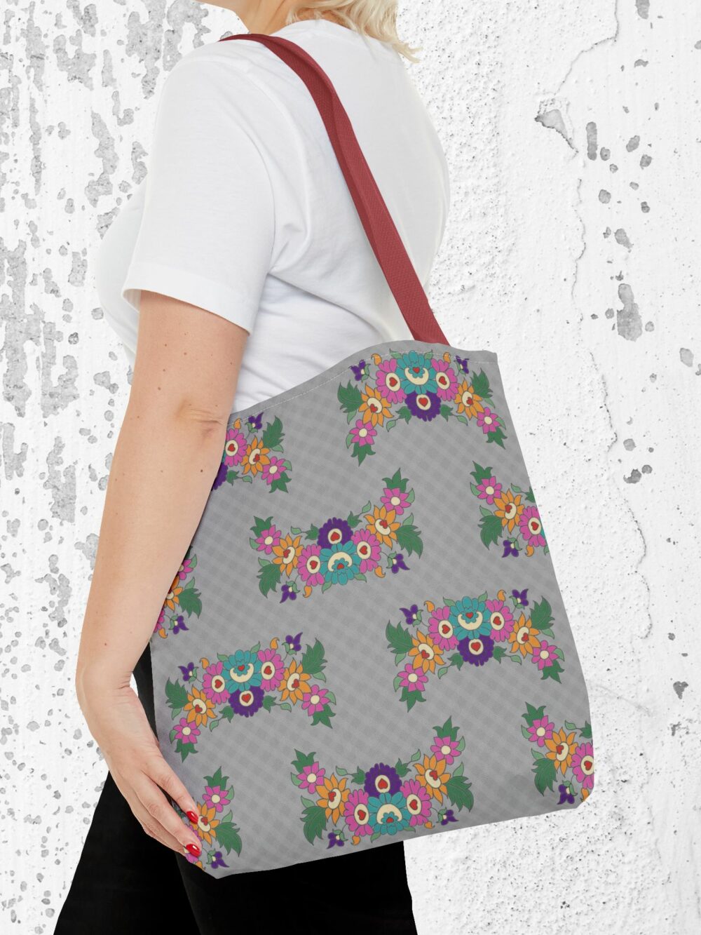 Tote Bag with Gray Garden Design