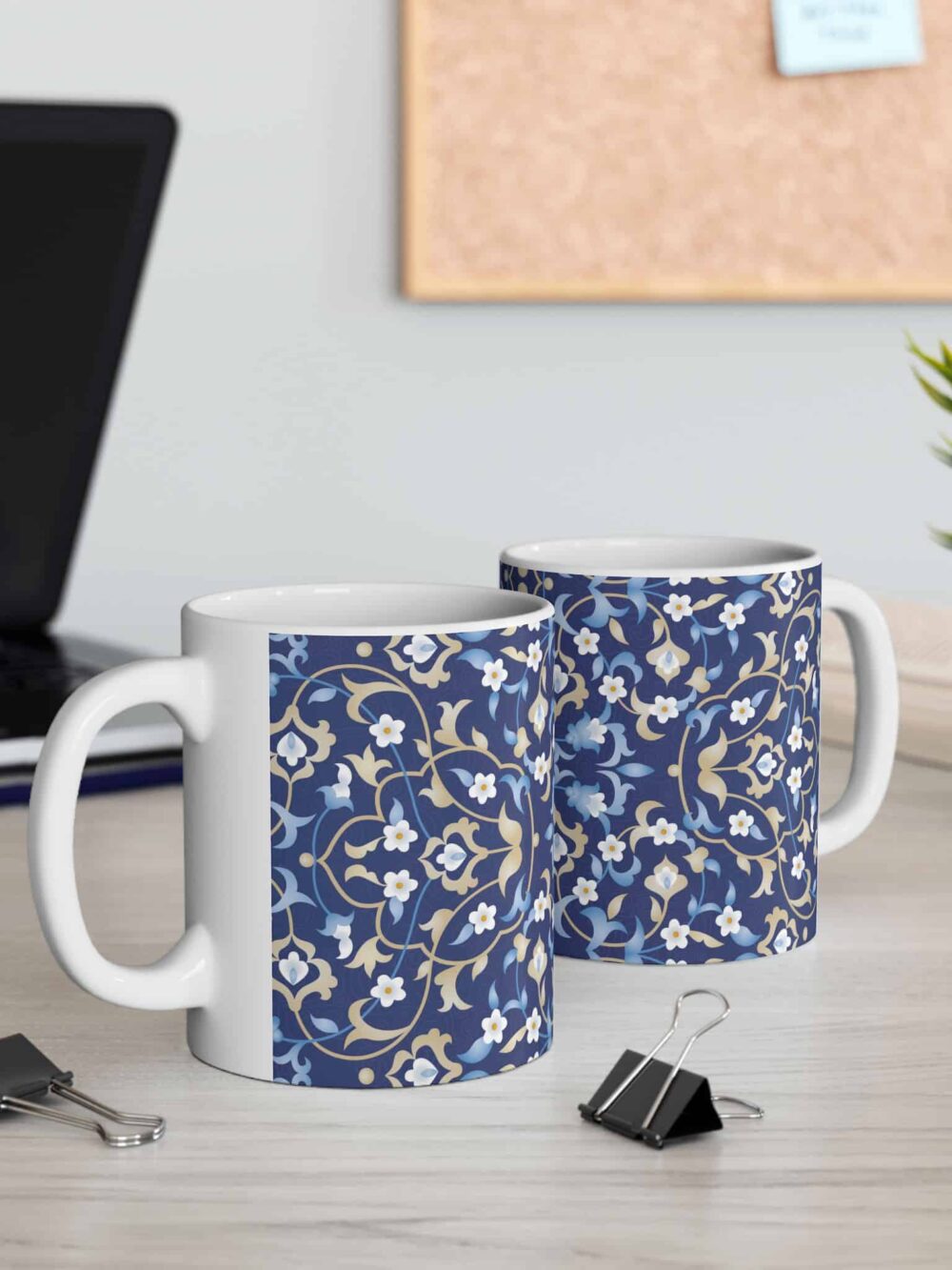 Mug - Persian Blue Floral Design 11oz