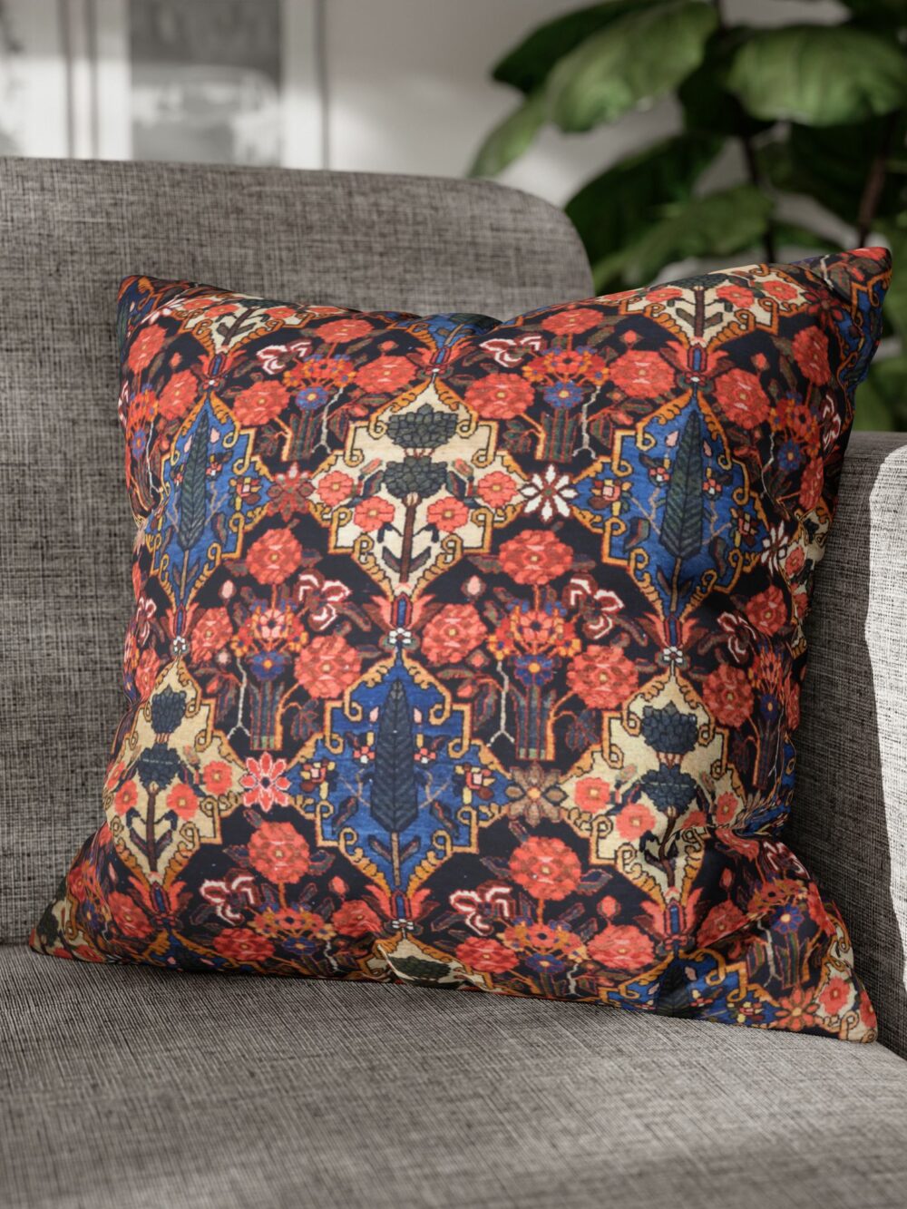 Cushion Cover with Diamond Persian Rug Design