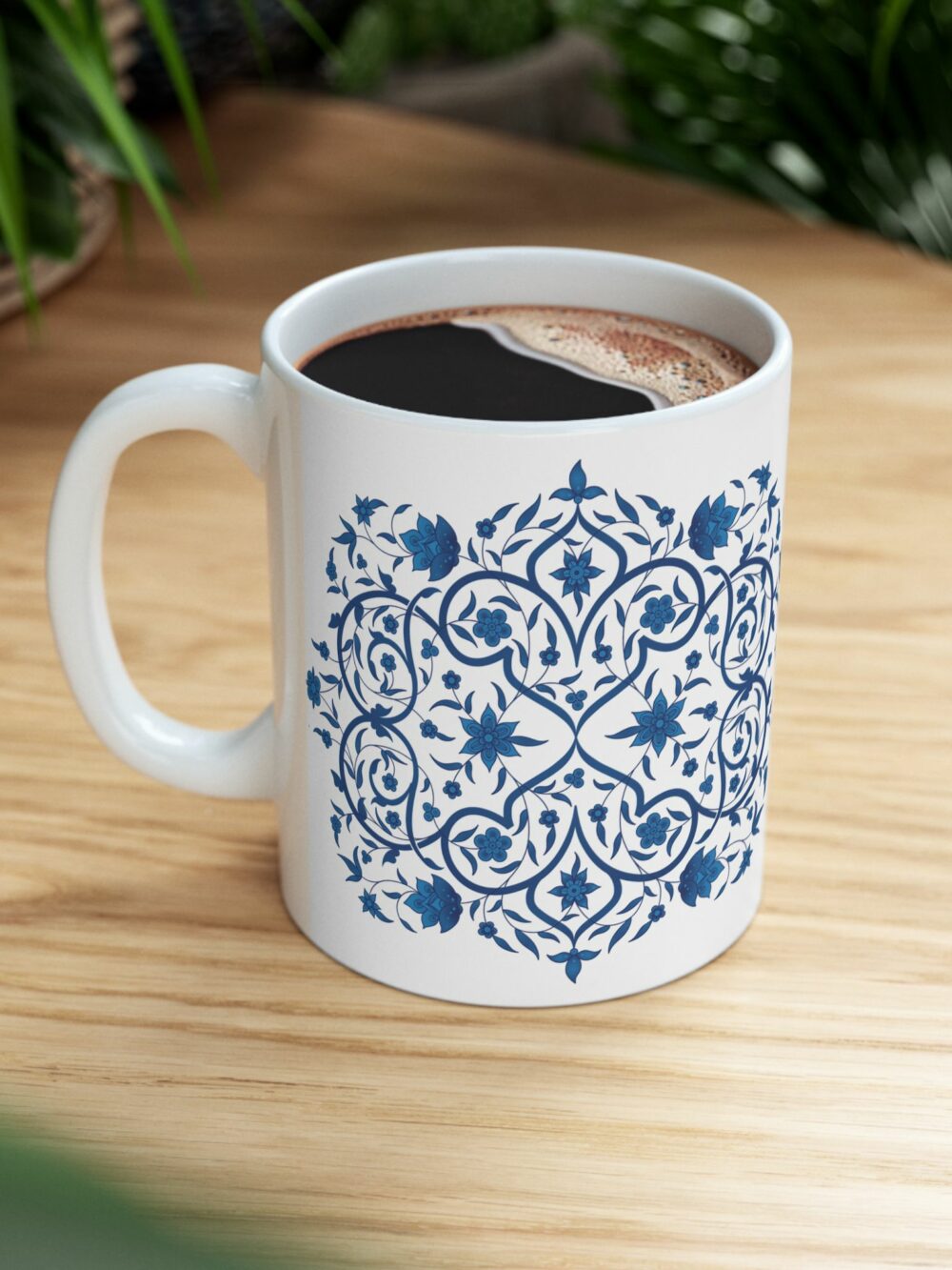 Blue Persian Floral Ceramic Mug