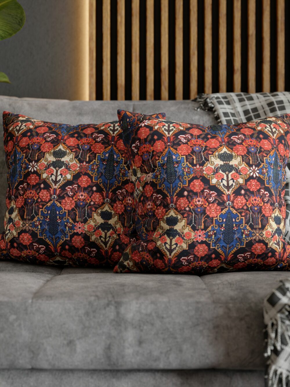 Cushion Cover with Diamond Persian Rug Design