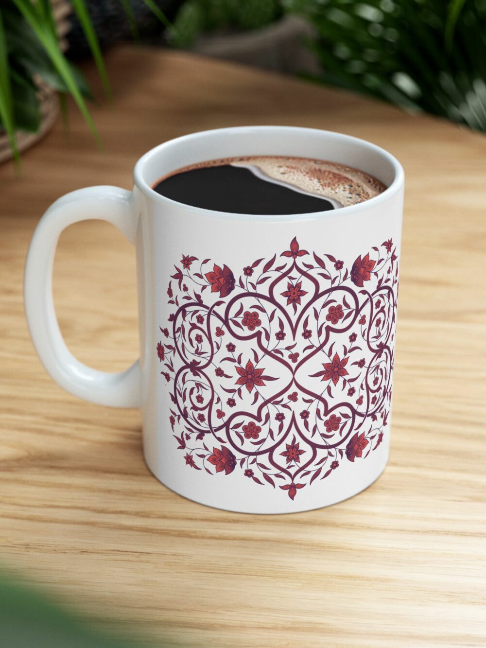 Red Persian Floral Ceramic Mug