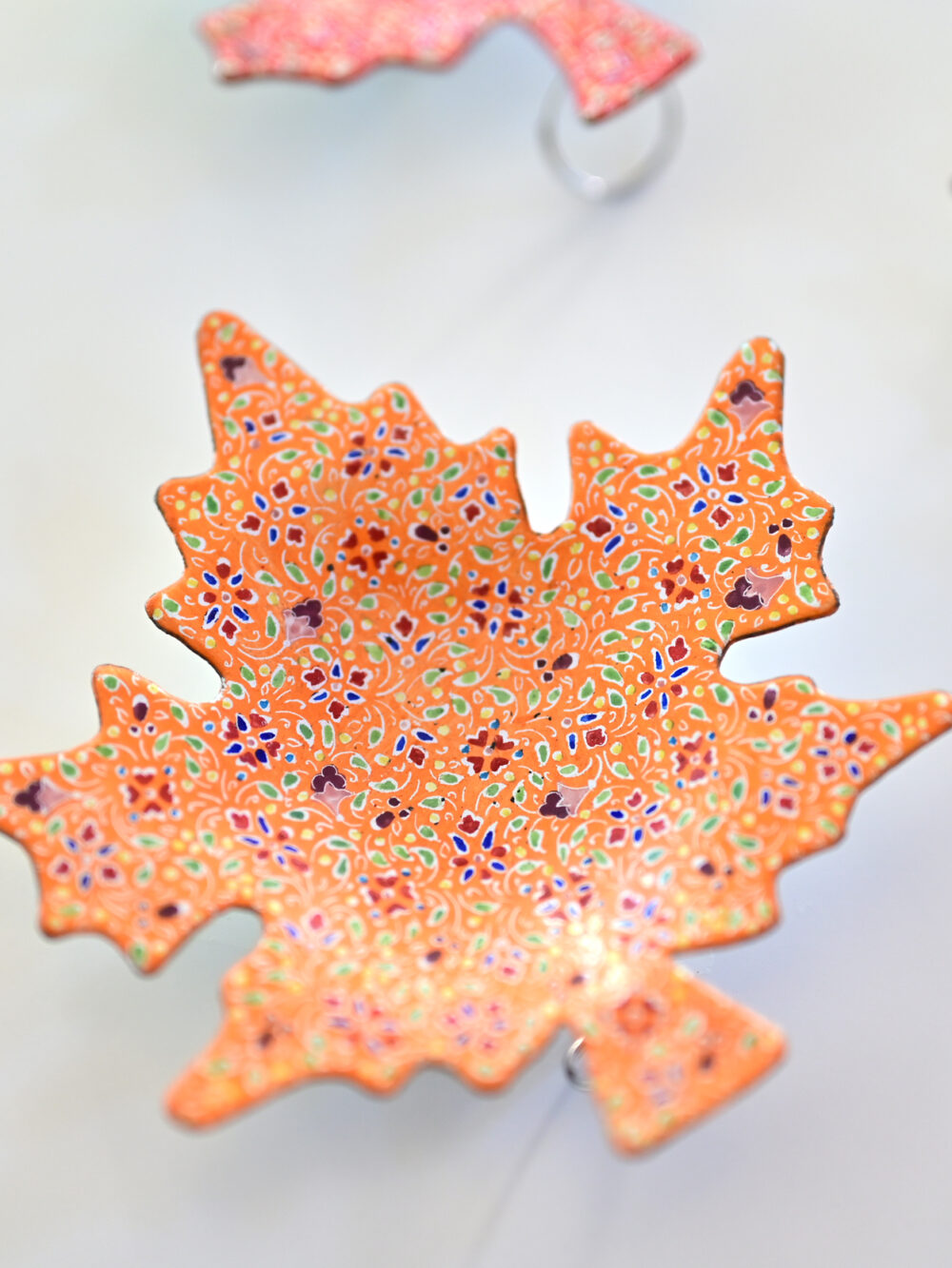 Set of 3 Hand-Painted Copper Maple Leaf Dishes