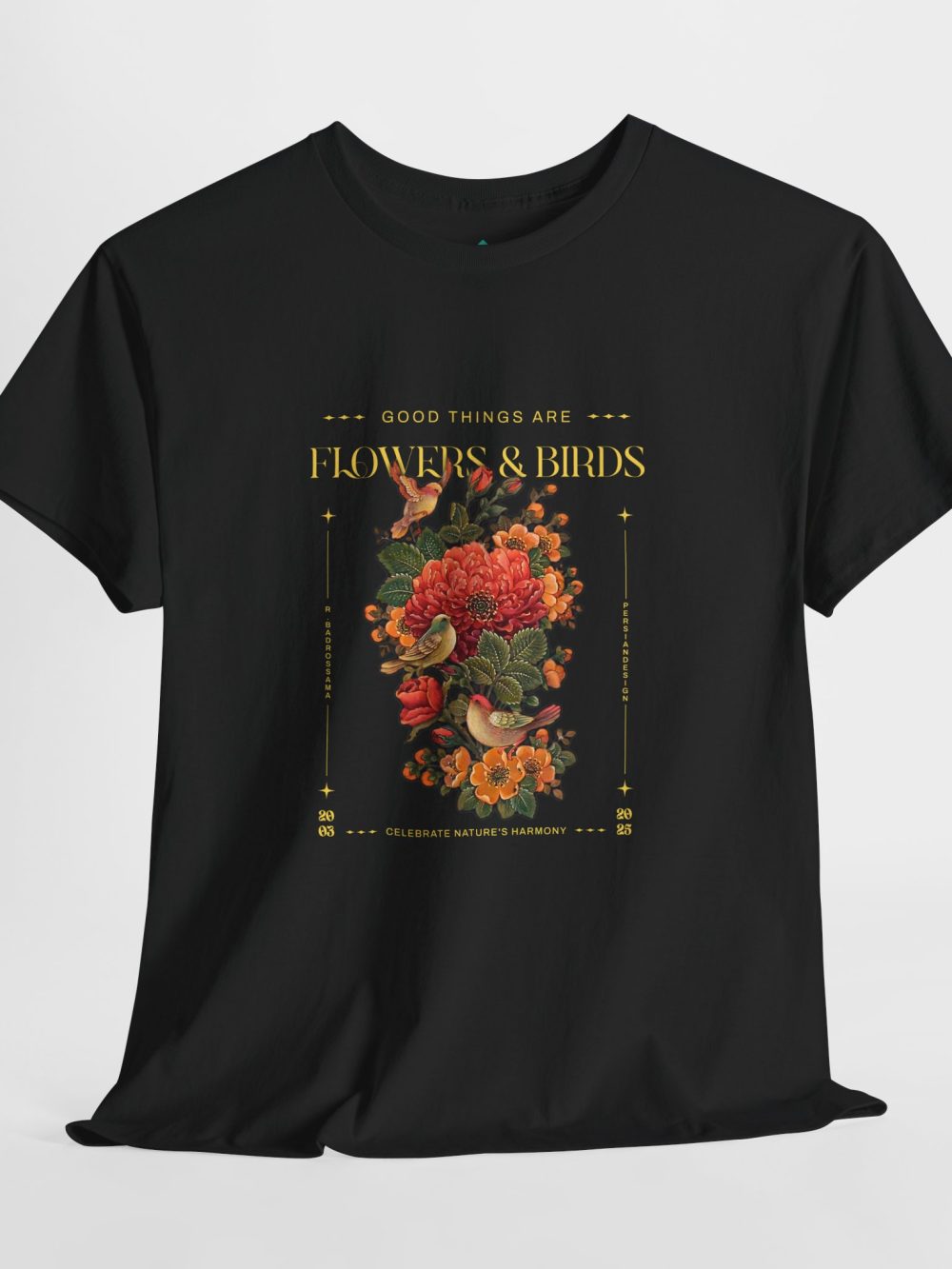 Floral Tee Shirt with Birds Design